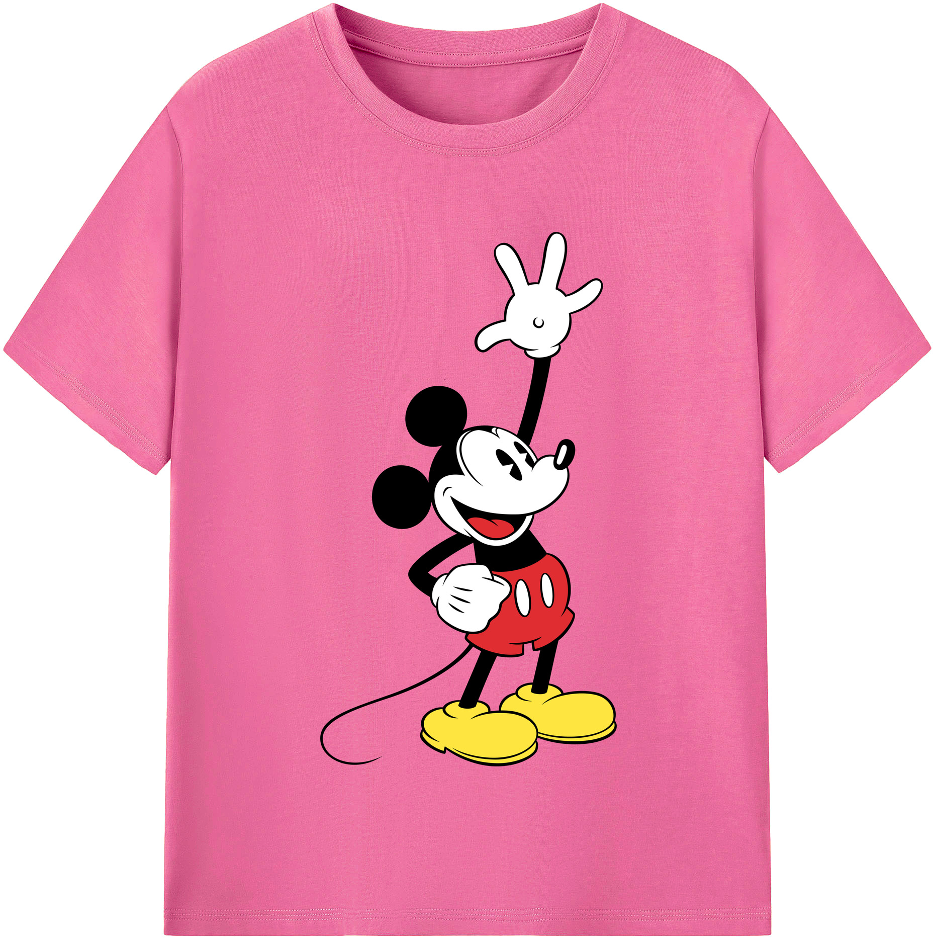 （画像用） ミッキーマウス Mickey Mouse レディースカジュアルプリントTシャツ（綿100％）